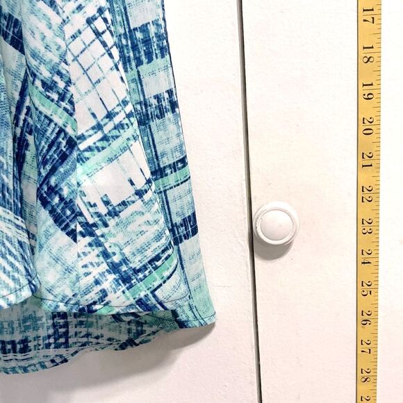 STYLE and CO High Low Sleeveless Swing Tank Top Blouse Blue White Womens Medium - Picture 7 of 11